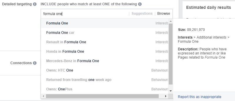 facebook interest targeting